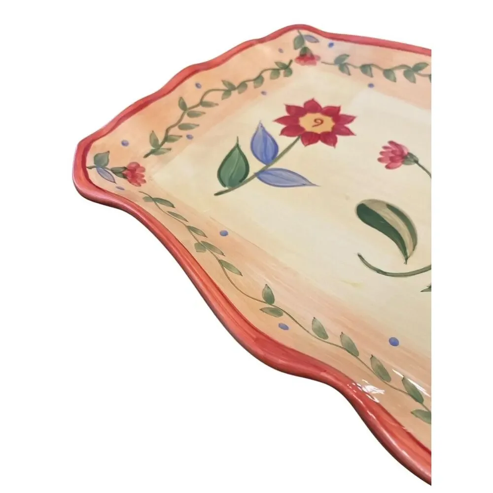 Pfaltzgraff Napoli Serving Tray 16x11x1.5 Hand-Painted Floral Rectangular MINT